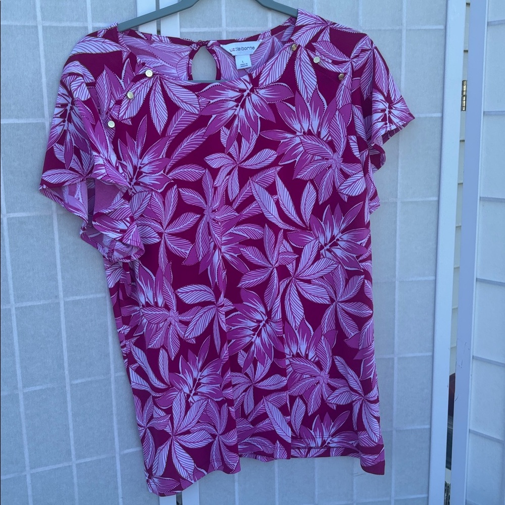 jcpenney Magenta Floral Short Sleeve Top